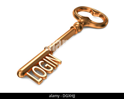 Login - Golden Key. Stock Photo