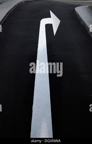 Road markings, right turn arrow on asphalt Stock Photo