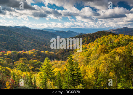 Smoky Mountains landscape at Newfound Gap in autumn. Stock Photo