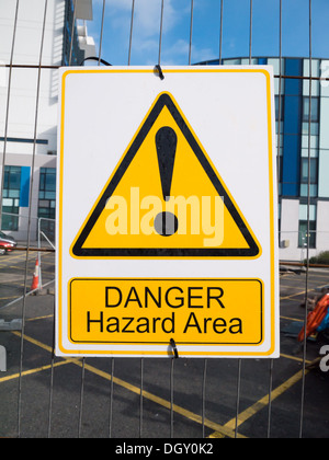 Kingsmill Hospital Building with Danger Hazard Area construction sign. Stock Photo