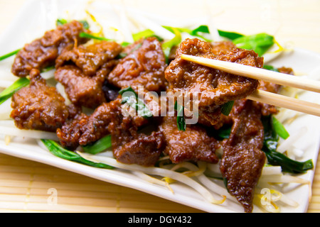 Fried pork liver and Chinese chive Stock Photo