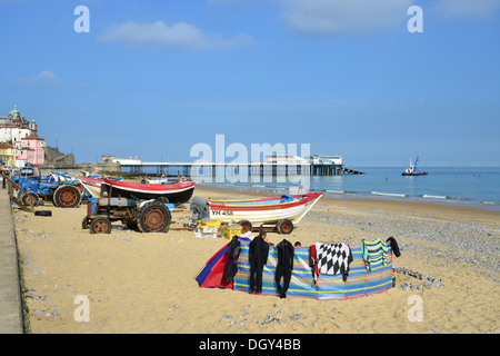 Wooden fishing boat on beach, Cromer, Norfolk, England, United Kingdom England, United Kingdom Stock Photo