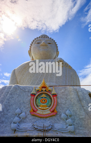 Front View of Phra Puttamingmongkol Akenakkiri Buddha Statue in Chalong, Phuket, Thailand Stock Photo