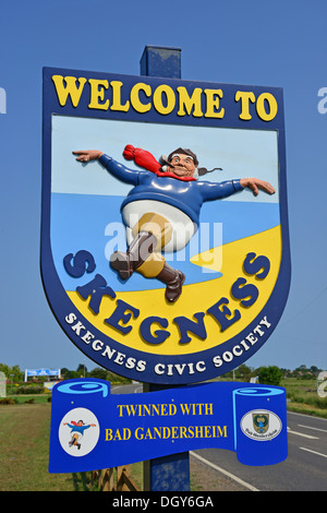 The Jolly Fisherman 'Welcome to Skegness' sign, Skegness, Lincolnshire ...