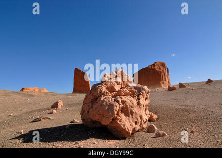 Red rocks, Flaming Cliffs, Gobi Desert, Bayanzag, Gurvan Saikhan National Park, Oemnoegov Aimak, Mongolia, Asia Stock Photo