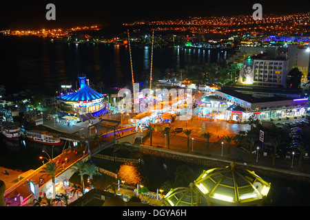 Tourist Resort, Eilat promenade at night, Israel Stock Photo