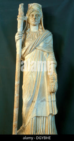 5697. Marble statue of the Greek Goddess Kore or Persephona, goddess of agriculture. The statue dating from the 2nd. C. AD was found in Samaria next to the city theater. Stock Photo