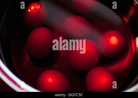 Saucepan of eggs ready for boiling Stock Photo