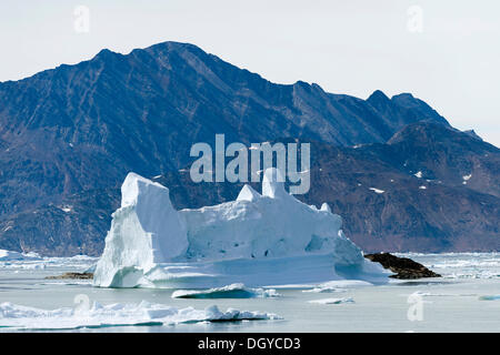 Icebergs off the Ammassalik Peninsula, Sermilik Fjord, East Greenland, Greenland Stock Photo