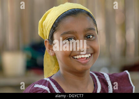 Muslim girl, Bangaram Island, Lakshadweep or Laccadive Islands, Arabian Sea, South India, India, Asia Stock Photo