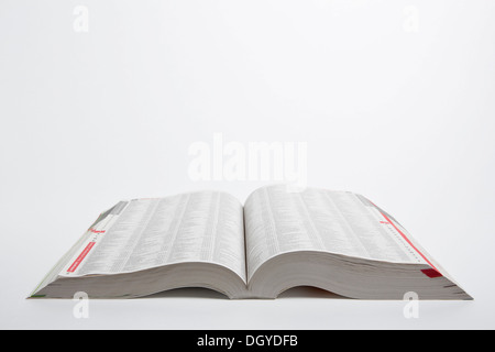 A new open white pages telephone book Stock Photo