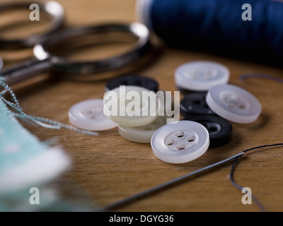 An arrangement of various items used for sewing Stock Photo