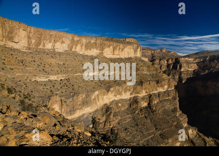 Wadi Ghul or Omani grand canyon, Al Hamra, Oman Stock Photo