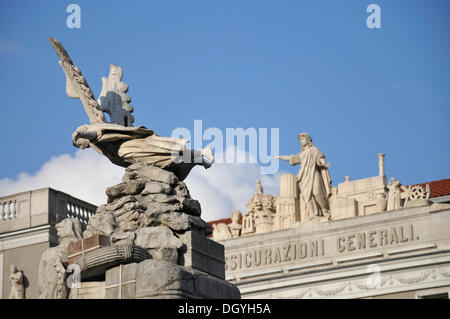 Fontana dei Quattro Continenti Fountain, Wells of the Four Continents, Piazza dell Unita, Trieste, Italy, Europe Stock Photo