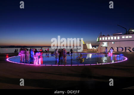 Historic town centre, evening mood, Greeting to the Sun, an installation by the architect Nikola Baoei&#263;, Zadar, Croatia Stock Photo