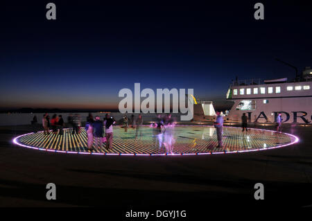 Historic town centre, evening mood, Greeting to the Sun, an installation by the architect Nikola Baoei&#263;, Zadar, Croatia Stock Photo