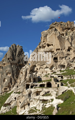Rock castle Uchisar, Cappadocia, Turkey Stock Photo