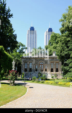 High-rise buildings, court pavilion, park, Ihlamur Pavilion, Istanbul, Turkey, Europe Stock Photo