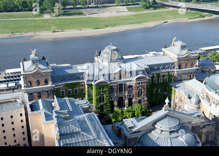 View of the Dresden Academy of Fine Arts from the tower of the Frauenkirche, church of Our Lady, Dresden, Florence of the Elbe Stock Photo