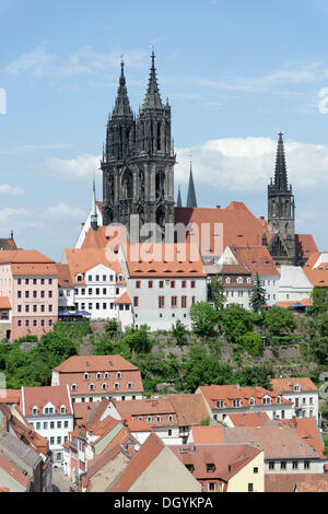 View of Meissen Cathedral from the tower of Frauenkirche, Church of Our Lady, Meissen, Saxony Stock Photo