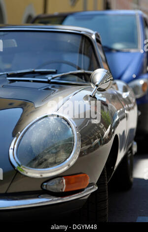 Jaguar E-Type, classic car, Salvatorplatz square, Munich, Bavaria Stock Photo