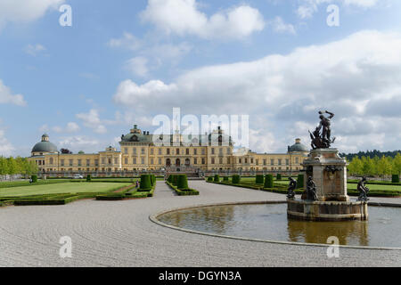 Fountain in the palace gardens, Drottningholm Palace, Stockholm, Stockholm County, Sweden Stock Photo