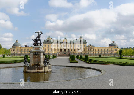 Fountain in the palace gardens, Drottningholm Palace, Stockholm, Stockholm County, Sweden Stock Photo