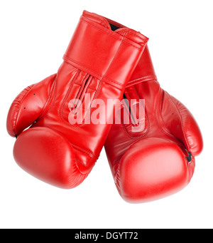 red leather boxing gloves isolated on white background Stock Photo