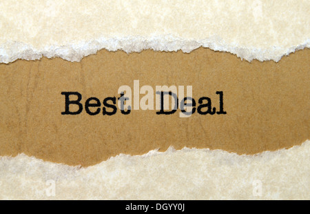 Best deal text on paper hole Stock Photo