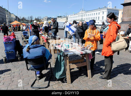 Souvenir stall in the market square, harbour of Helsinki, Finland, Europe Stock Photo