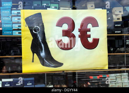 Advertising poster for cheap boots, Tallinn, Estonia, Northern Europe, Europe Stock Photo