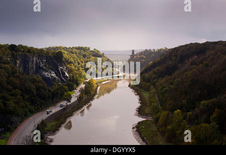 Bristol, UK 28th Oct 2013. A break in the clouds lights up Avon Gorge in Bristol following storms overnight and this morning. Gusts up to 99mph were recorded in the UK as the southern half of the country was hit by heavy storm weather. The Storm, called St Jude, brought the windiest weather to hit the UK since 1987. Credit:  Adam Gasson/Ģ����ý Live News Stock Photo