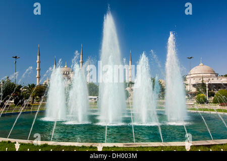 Fountain in front of the Sultan Ahmed Mosque, Sultanahmet Camii or Blue Mosque, Istanbul, Turkey Stock Photo