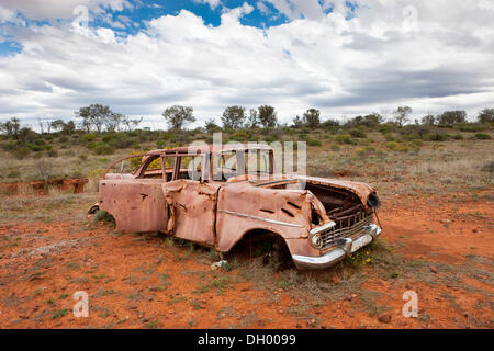 Car wreck in the outback, Northern Territory, Australia Stock Photo