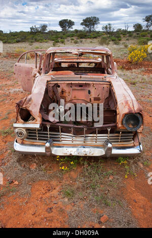 Car wreck in the outback, Northern Territory, Australia Stock Photo