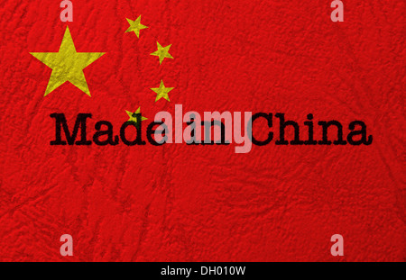 Made in China text on flag Stock Photo