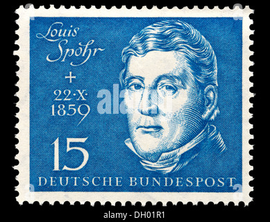 Portrait of Louis Spohr / Ludwig Spohr (1784-1859: German composer, violinist and conductor) from German postage stamp. Stock Photo