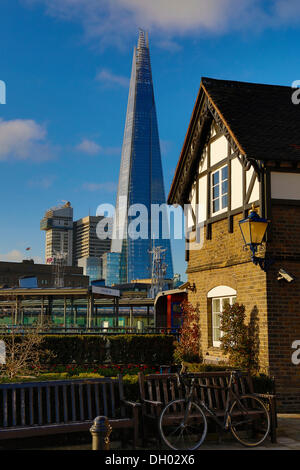 The Shard, Europe's second-tallest building, 310 metres seen from the Tower Millennium Pier, City of London / Southwark, London Stock Photo