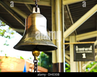Old bell in train station , Thailand. Stock Photo