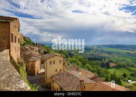 South-west view from Montepulciano, Montepulciano, Tuscany, Italy Stock Photo