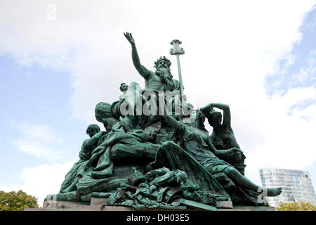 'Father Rhine and his Daughters', bronze fountain in front of the Staendehaus building, Duesseldorf, North Rhine-Westphalia Stock Photo