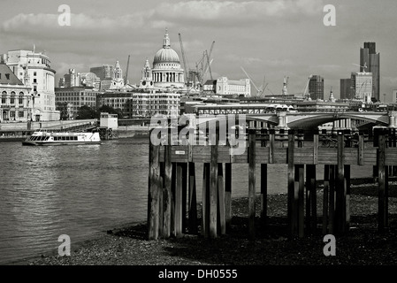 Pier, at, Oxo, Tower, Wharf, Southbank London Thames river Stock Photo