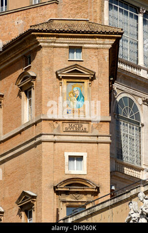 Mosaic on the Mater Ecclesiae Monastery inside Vatican City, Piazza San Pietro, Saint Peter's Square, Vatican City State, Italy Stock Photo
