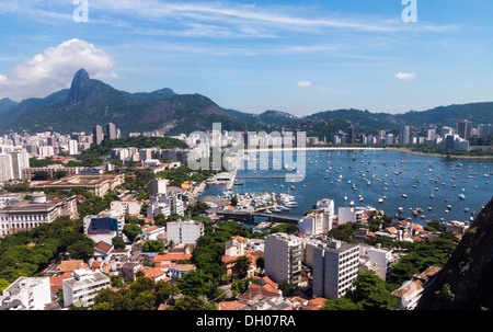 Rio de Janeiro in Brazil from cable car on Sugarloaf Mountain Stock Photo