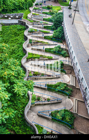 Zig zag walkway in downtown Chattanooga, Tennessee. Stock Photo