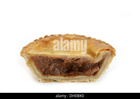 Savoury meat pie with a beef filling studio isolated Stock Photo