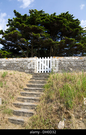 Garden gate in Saint Gildas de Rhuys Brittany France Stock Photo