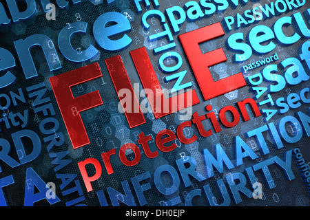 File Protection.  Wordcloud Concept. Stock Photo