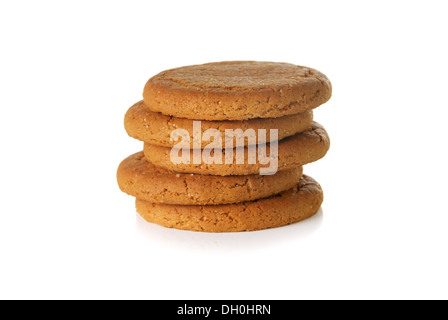 Stack of biscuits on a white background Stock Photo