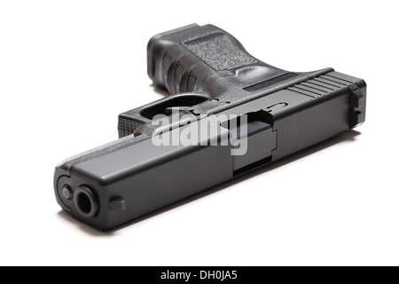 9mm semi-automatic pistol on white background Stock Photo